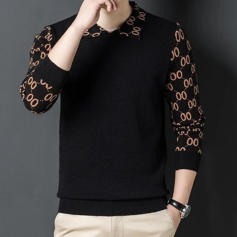 Double Zero Sleeve Patterned Collar Pullover Sweater