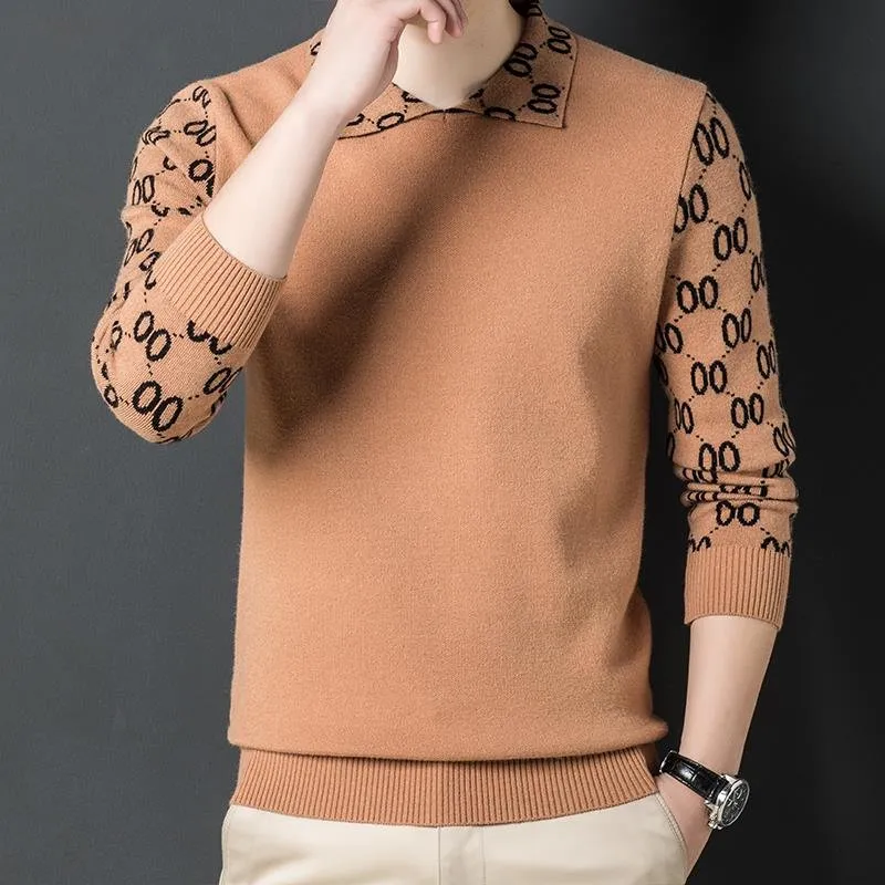 Double Zero Sleeve Patterned Collar Pullover Sweater