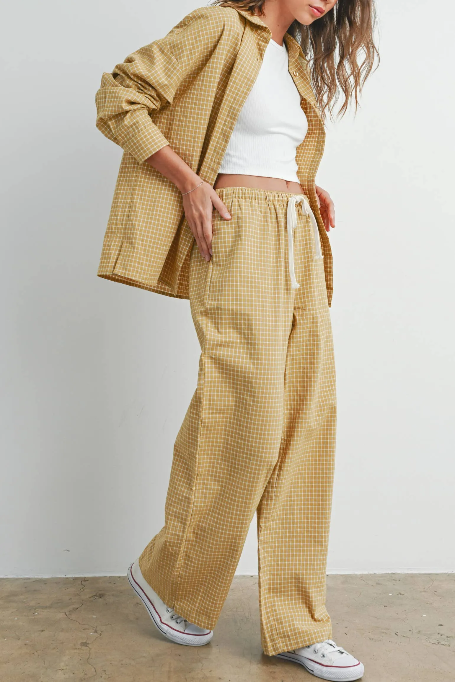 Drawstring Check Pants