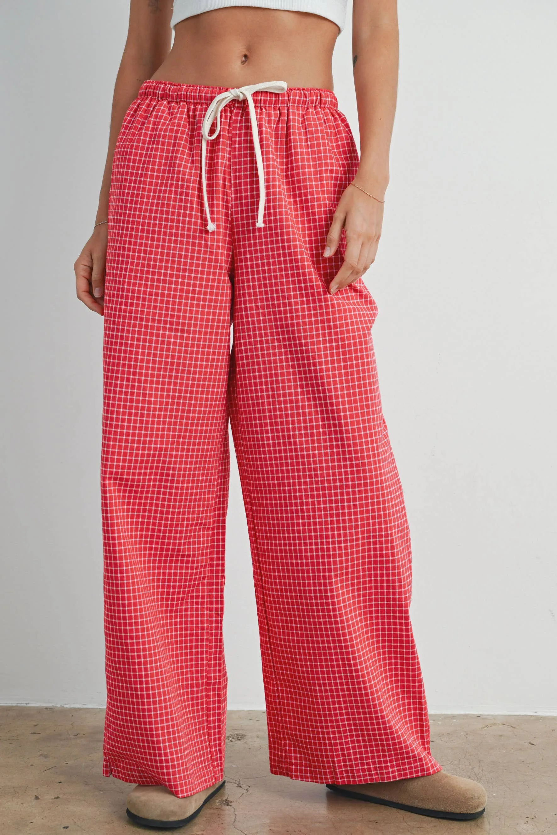 Drawstring Check Pants