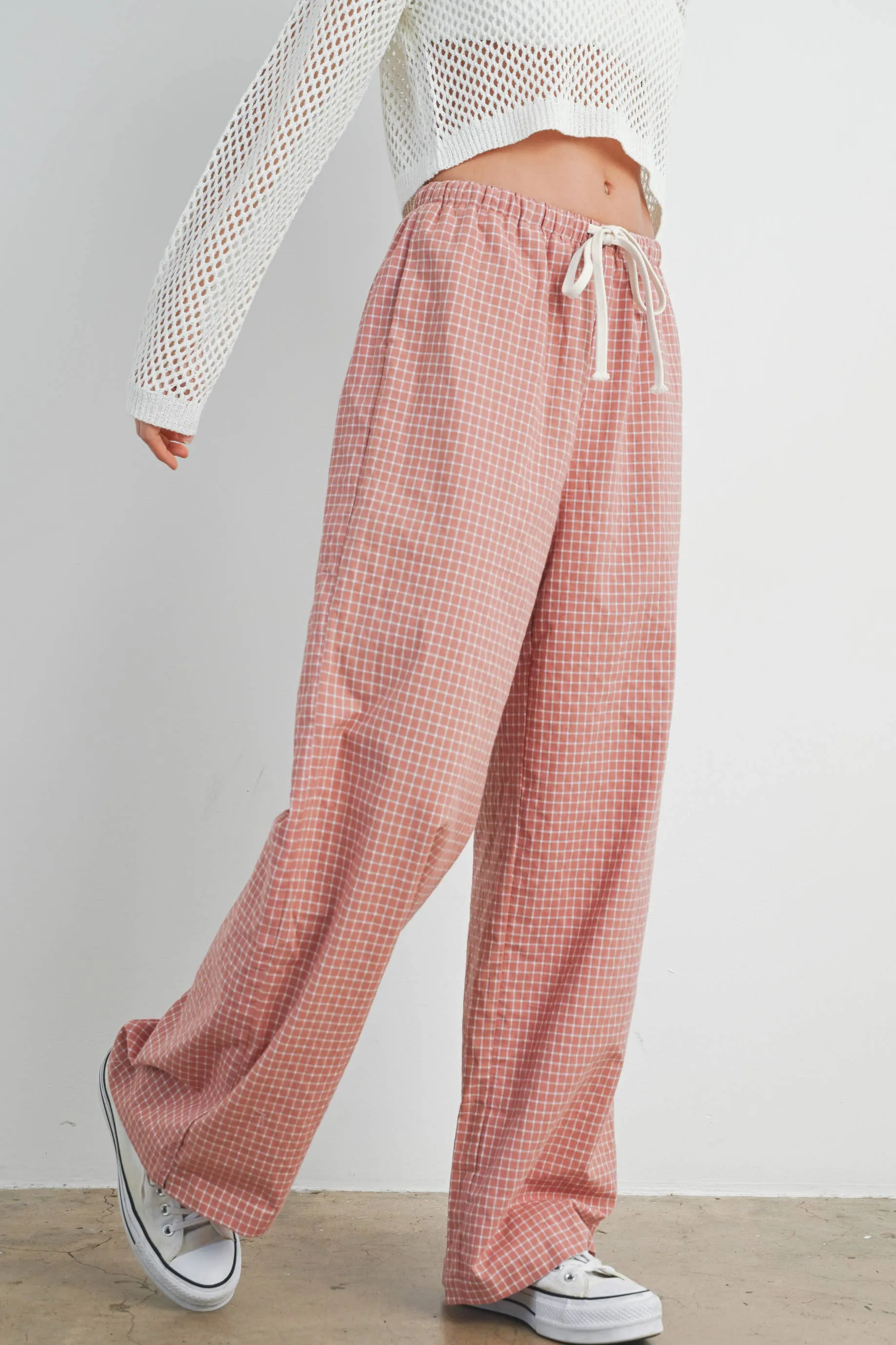 Drawstring Check Pants