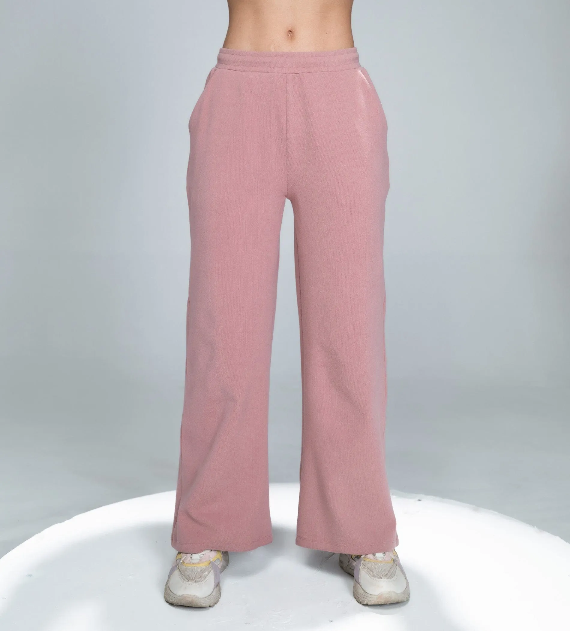 ELEGANT PREMIUM RIB KNIT WIDE LEG TRACKPANT