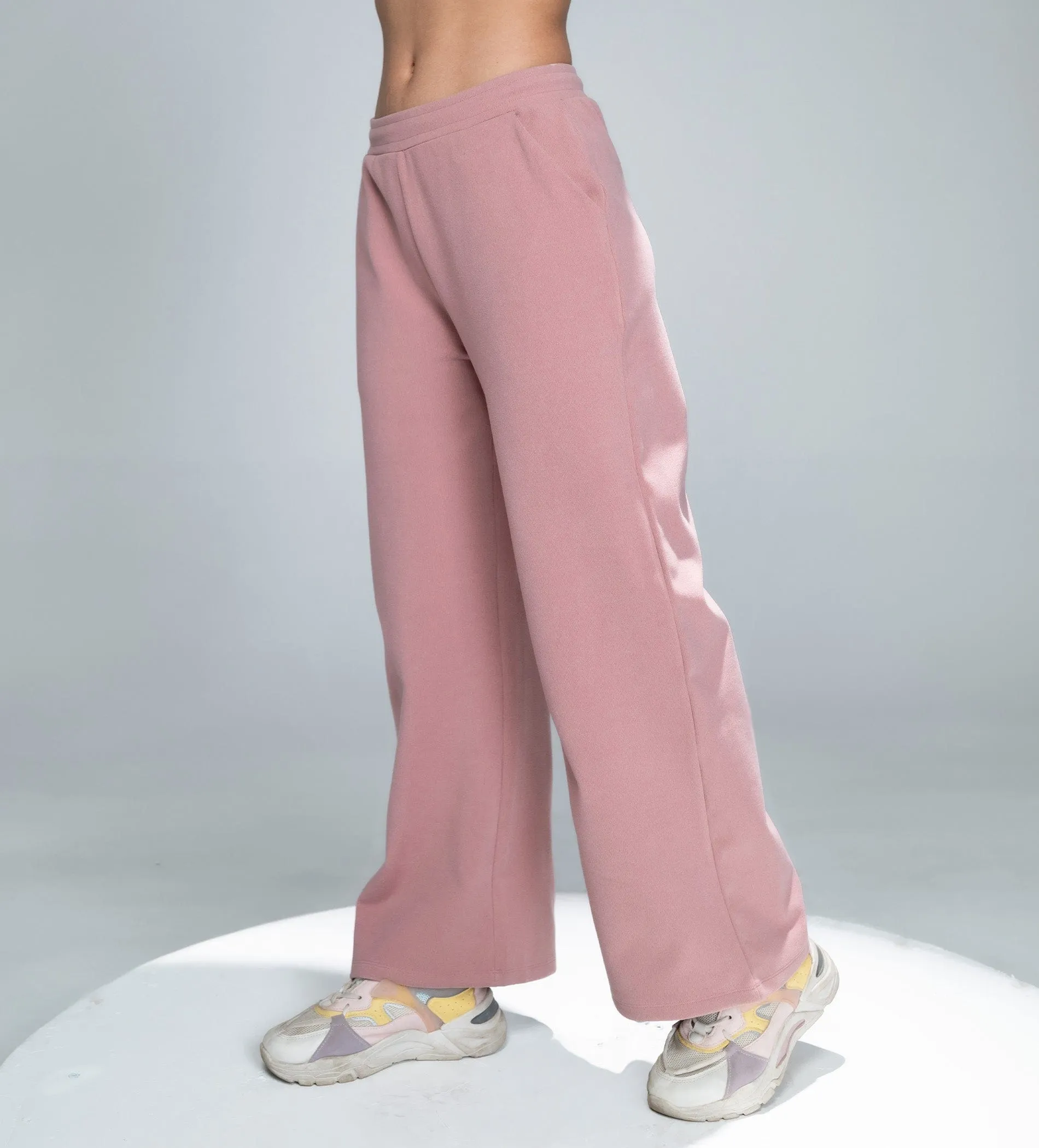 ELEGANT PREMIUM RIB KNIT WIDE LEG TRACKPANT