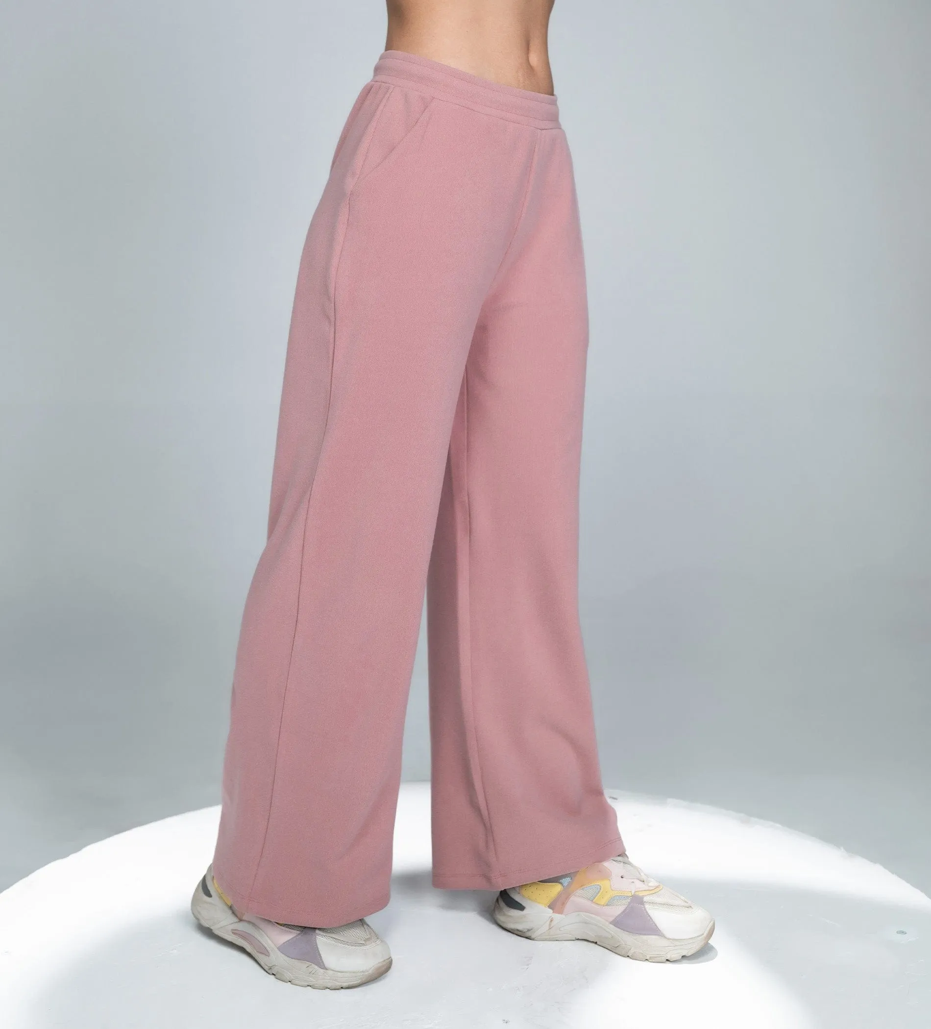 ELEGANT PREMIUM RIB KNIT WIDE LEG TRACKPANT