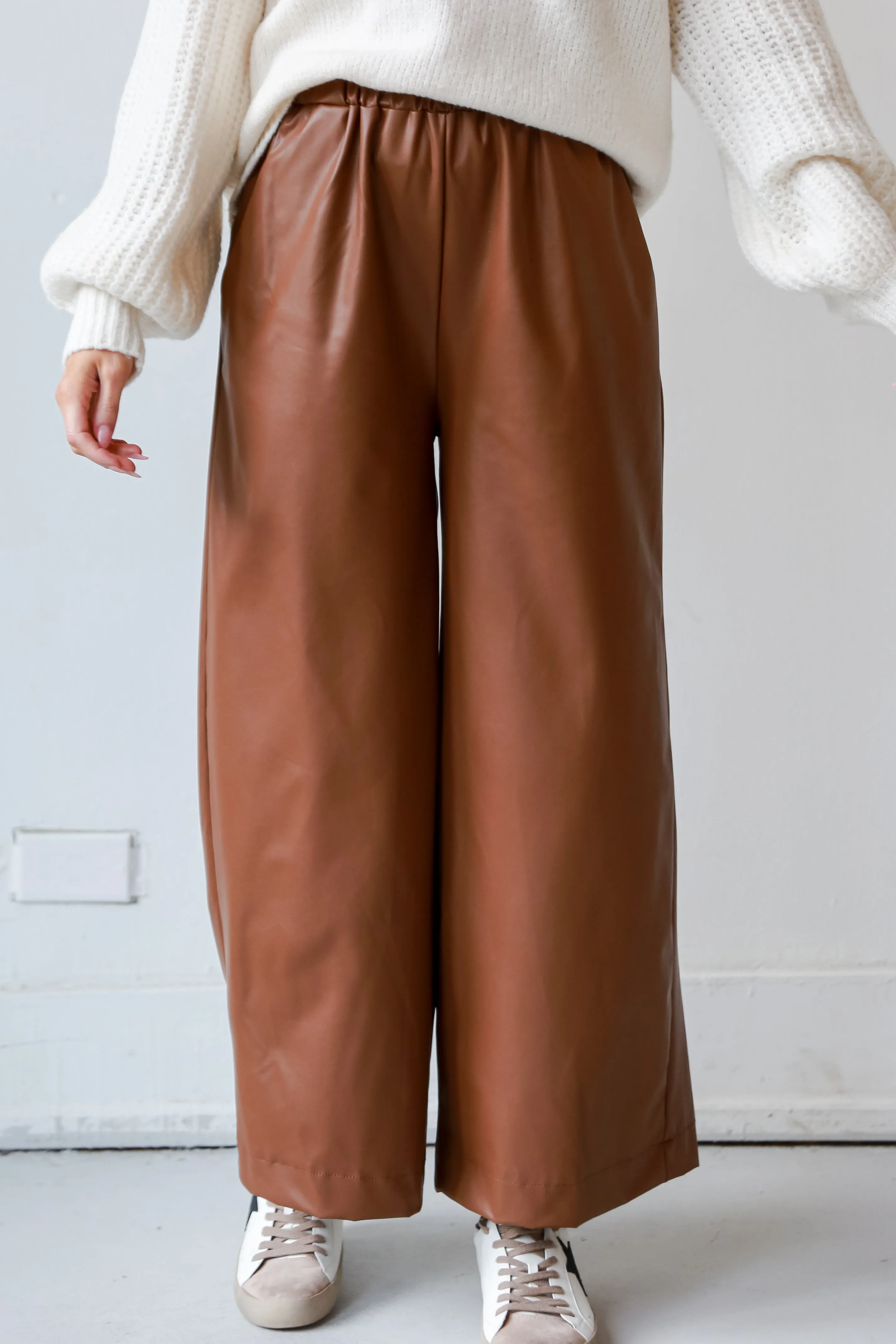 FINAL SALE - Maximum Chic Camel Leather Pants