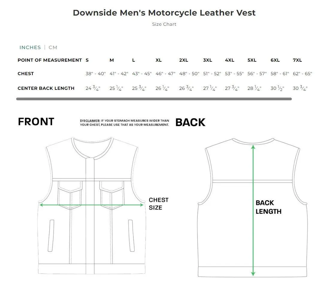 First Mfg Mens Downside Diamond Quilt Leather Vest