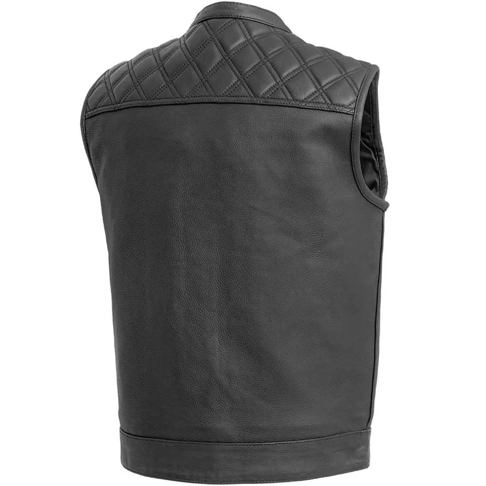 First Mfg Mens Downside Diamond Quilt Leather Vest