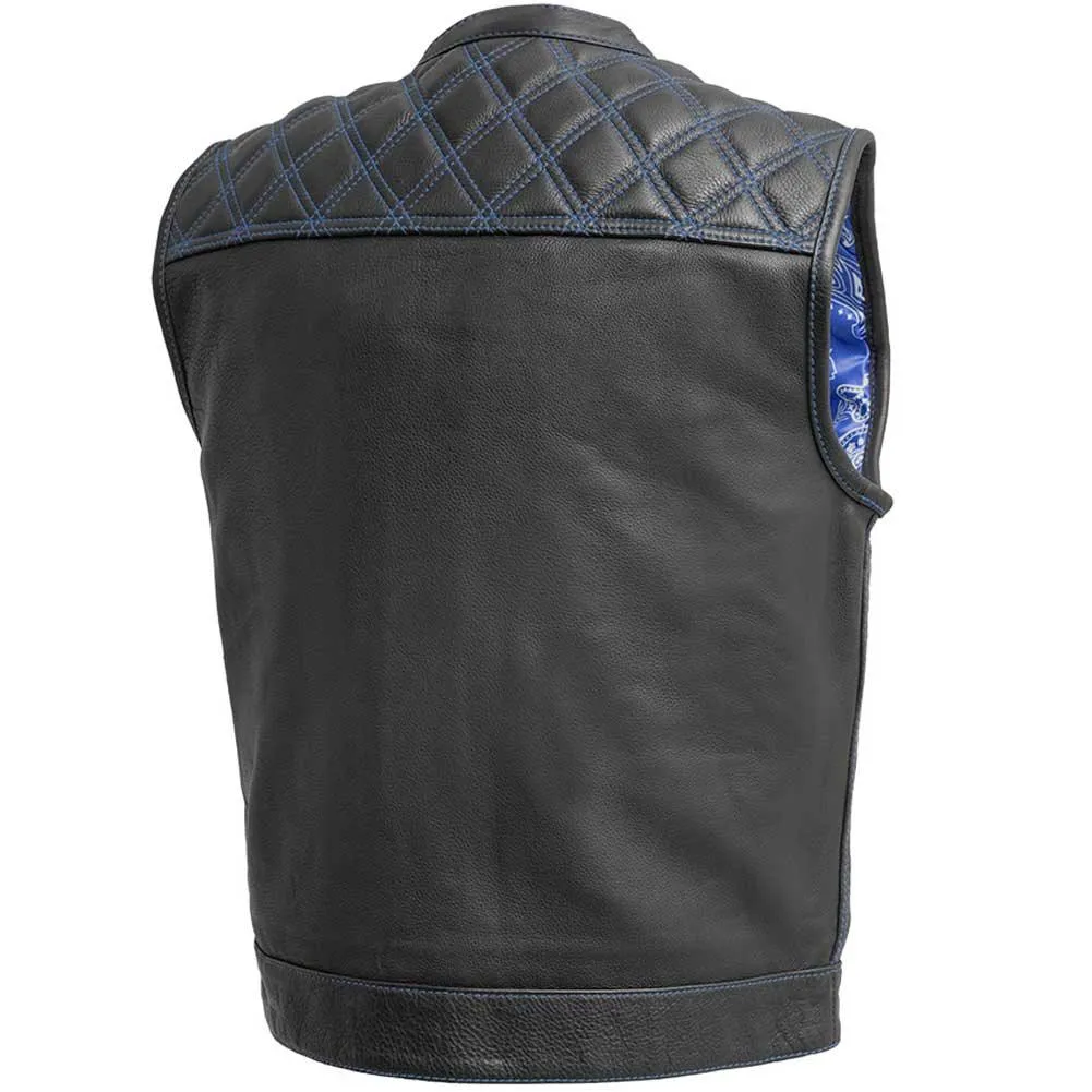 First Mfg Mens Downside Diamond Quilt Leather Vest