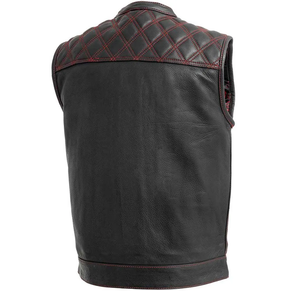 First Mfg Mens Downside Diamond Quilt Leather Vest