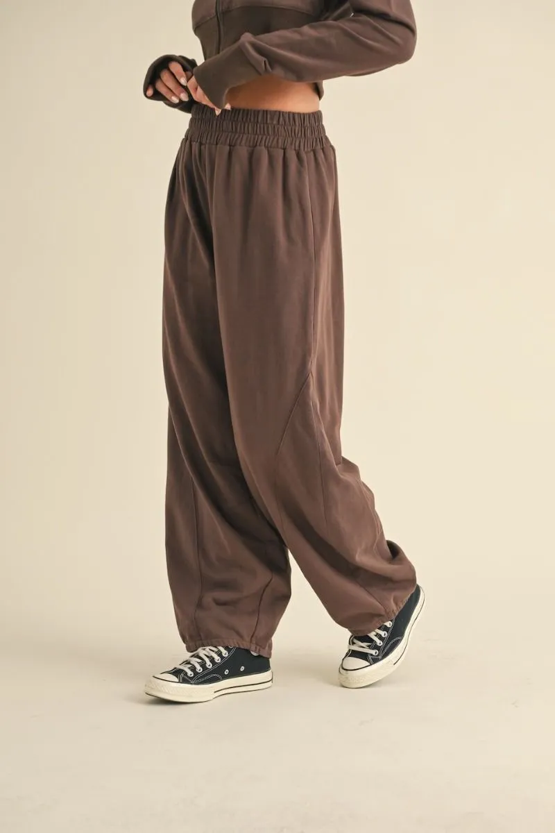 French Terry Flowy Joggers, Chocolate