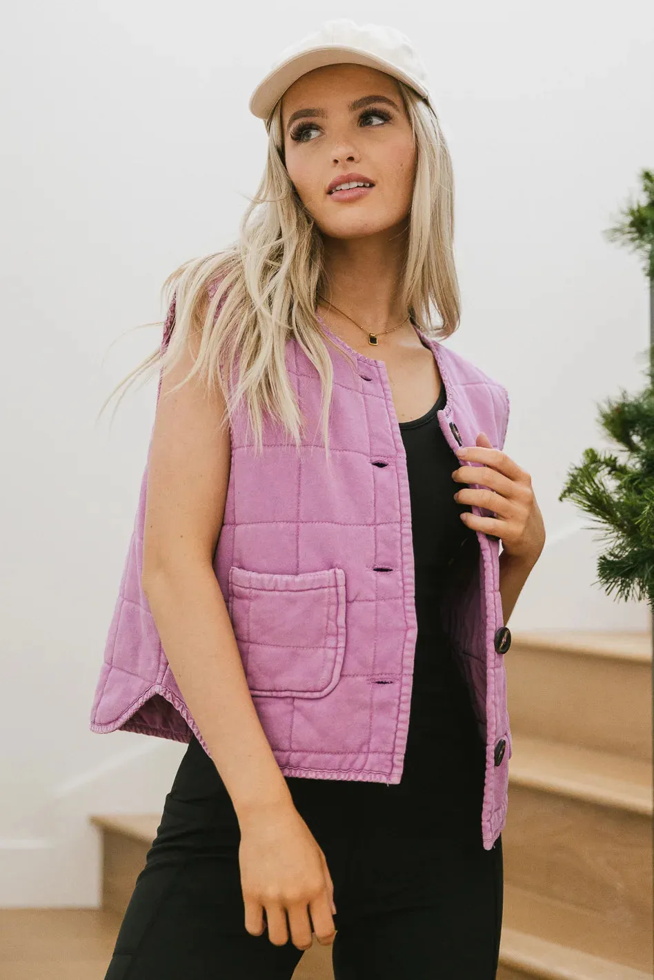 Gabby Quilted Vest in Orchid