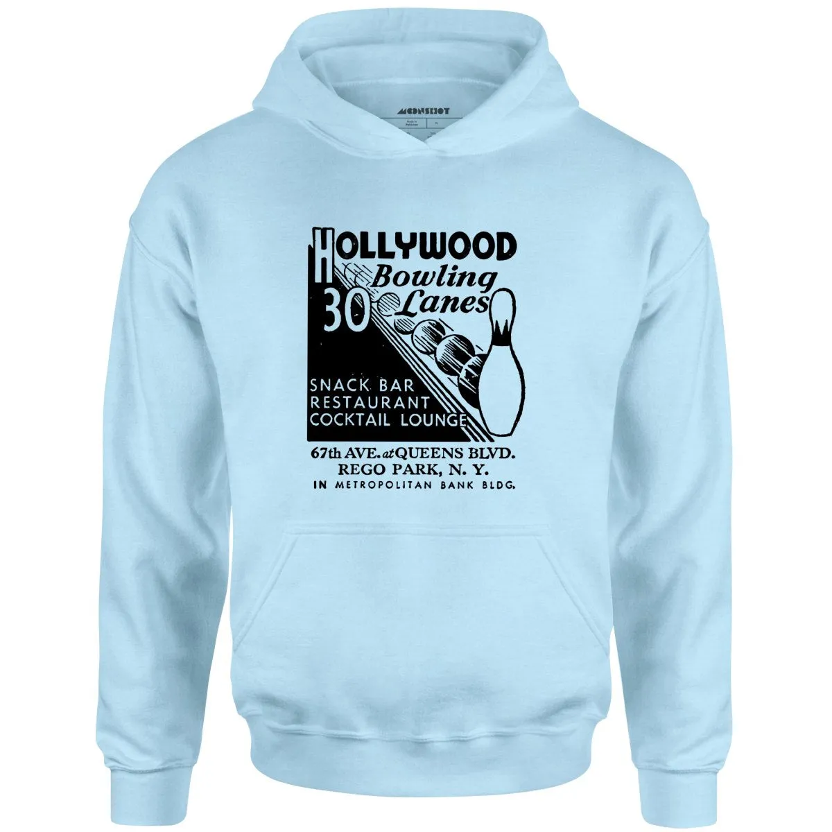 Hollywood Bowling Lanes - Rego Park, NY - Vintage Bowling Alley - Unisex Hoodie