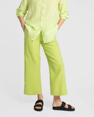 Kuusama Lee Linen Pants, Chartreuse