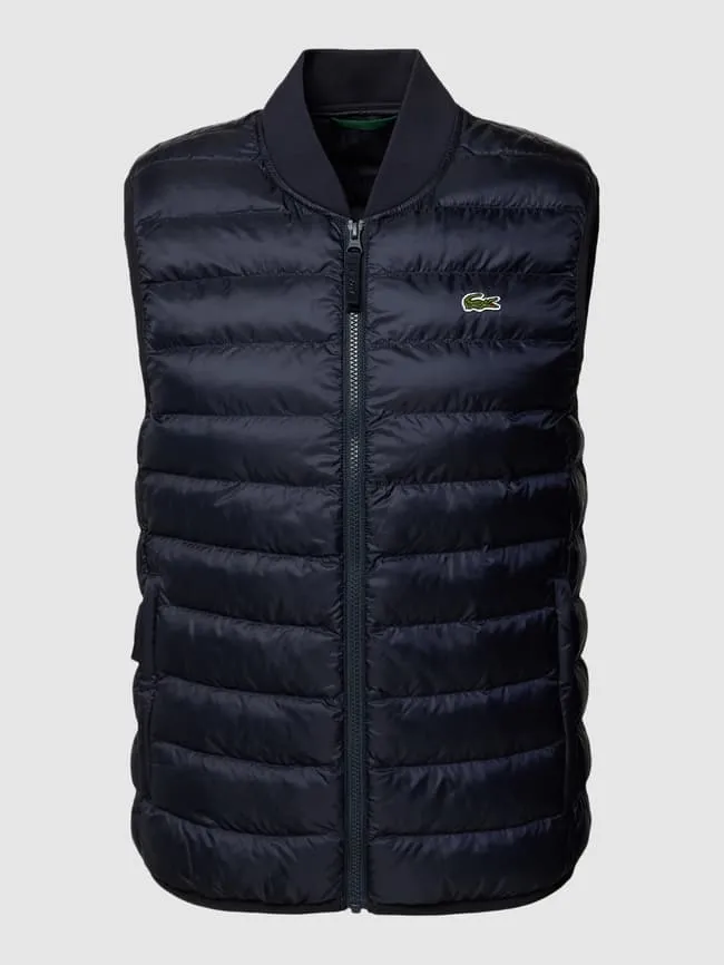 Lacoste quilted vest with attached labels, navy blue