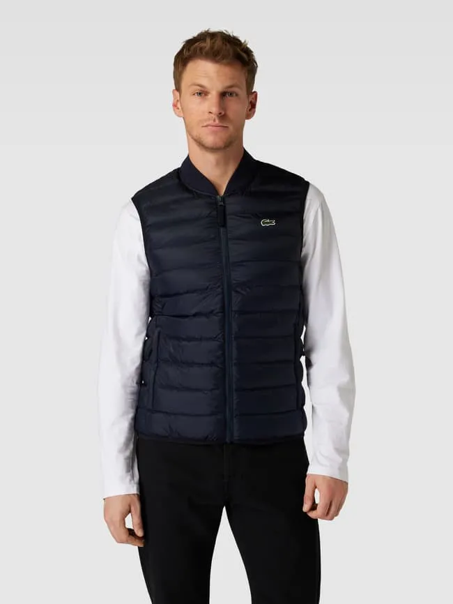 Lacoste quilted vest with attached labels, navy blue