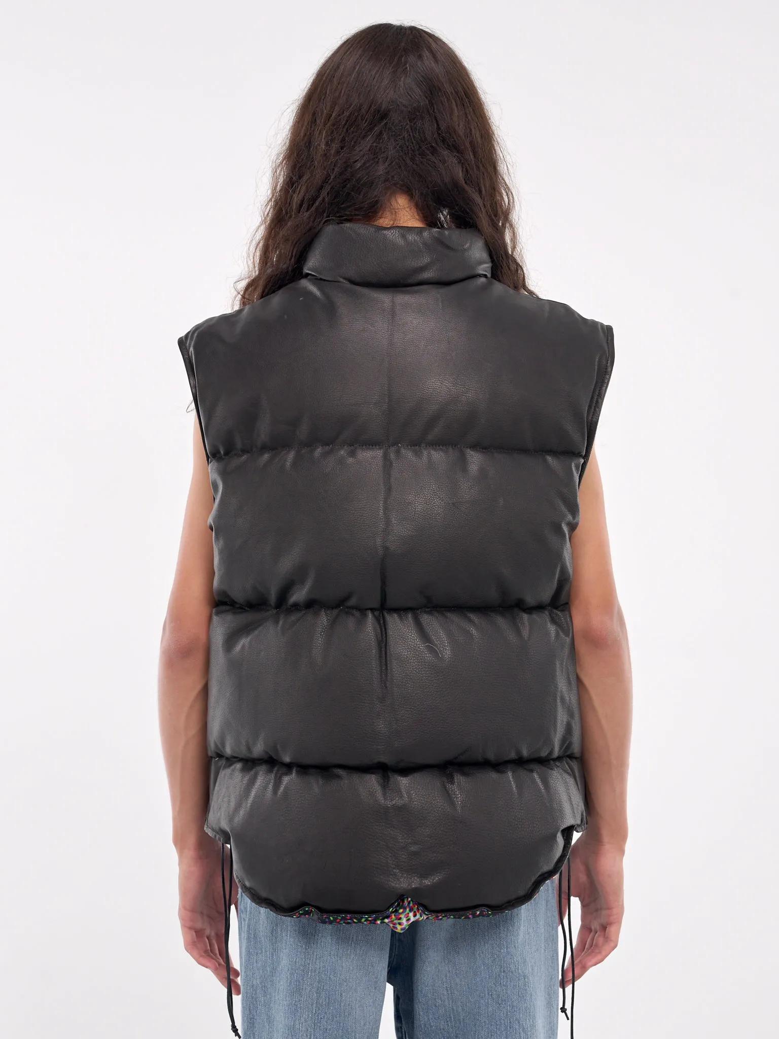 Leather Puffer Vest (VS-SV-NYA-1001-BLACK)