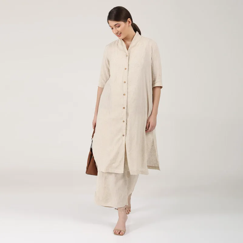 Linen Shirt Tunic for Women | Beige