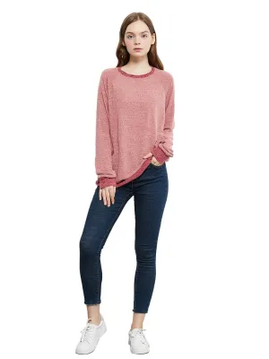 Long Sleeve Round Neck Casual T Shirts Blouses Sweatshirts Tunic Tops with Pocket