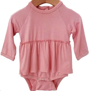 LONG SLEEVE SKIRTED BODYSUIT IN PRETTIEST PINK (SZ 6-12M)