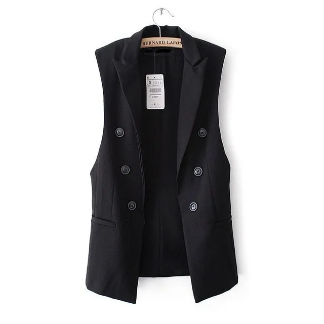 Long Vest Jacket Women Sleeveless Blazer Feminino Quilted Vests Famous Brand Veste Femme Fashion Button Vest Outwear