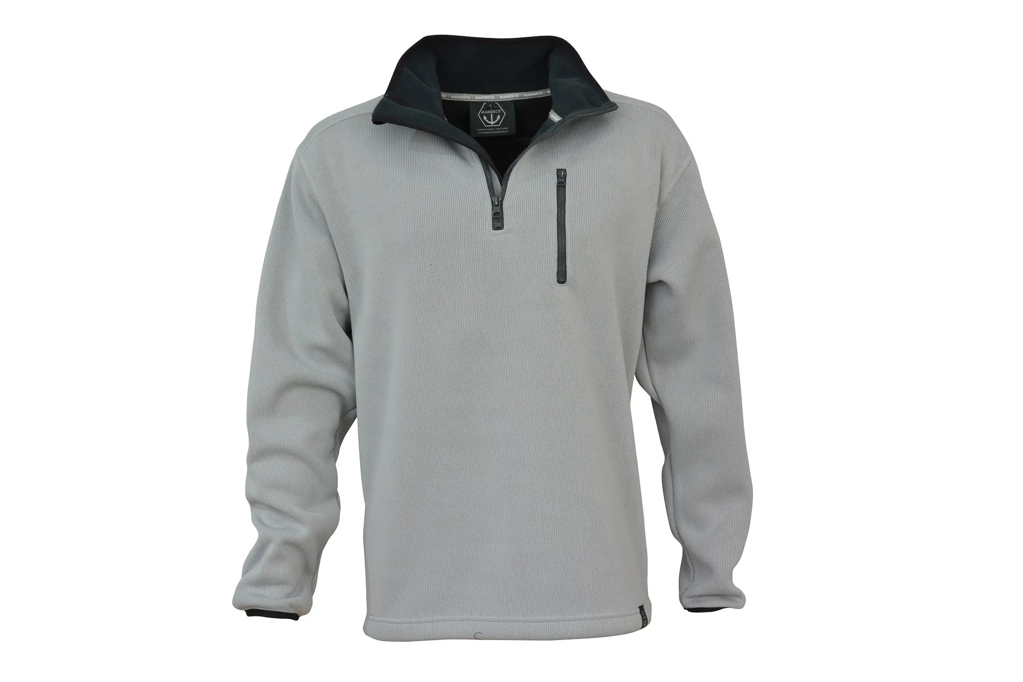 Maindeck Mens Knitted Fleece Light Grey