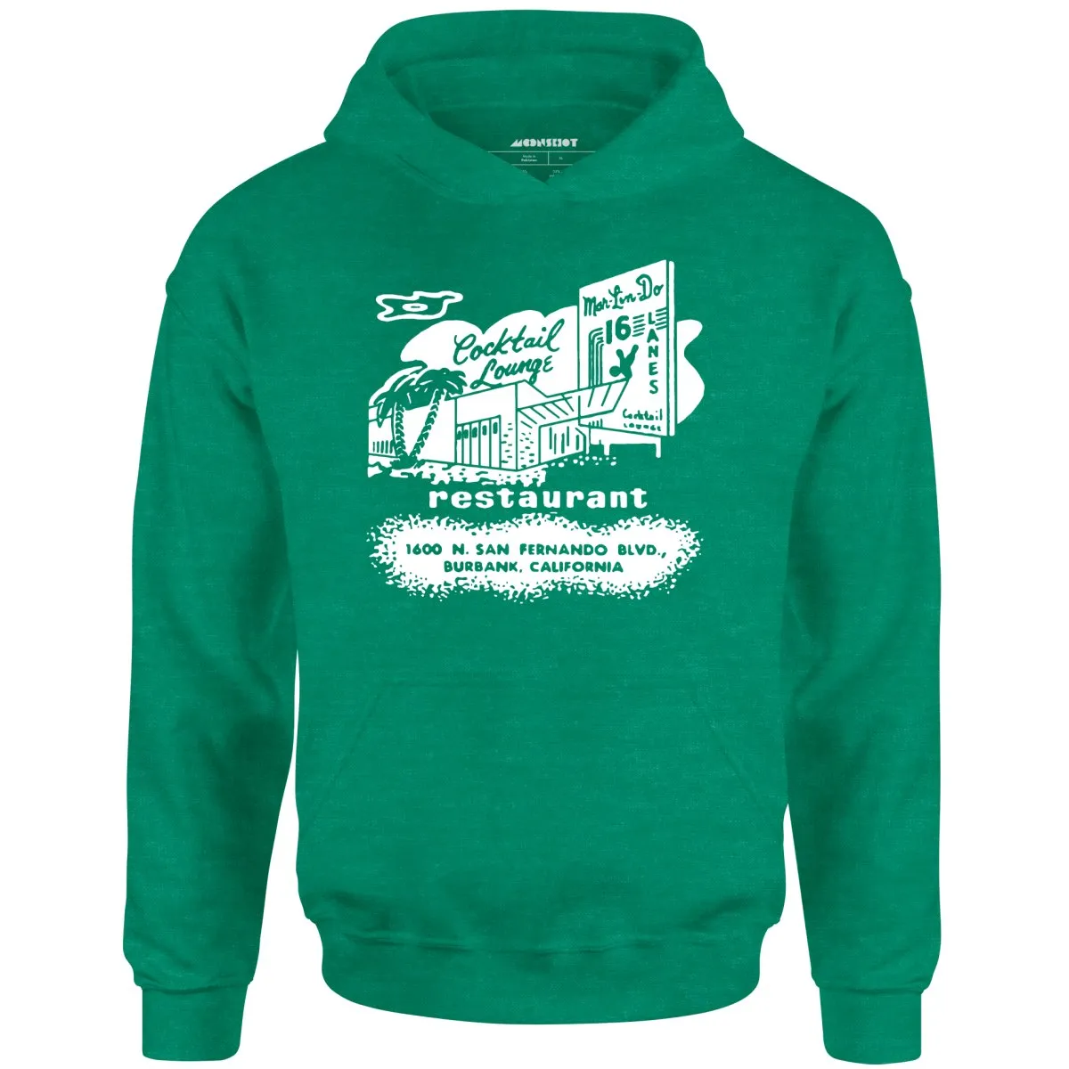 Mar-Lin-Do Lanes - Burbank, CA - Vintage Bowling Alley - Unisex Hoodie