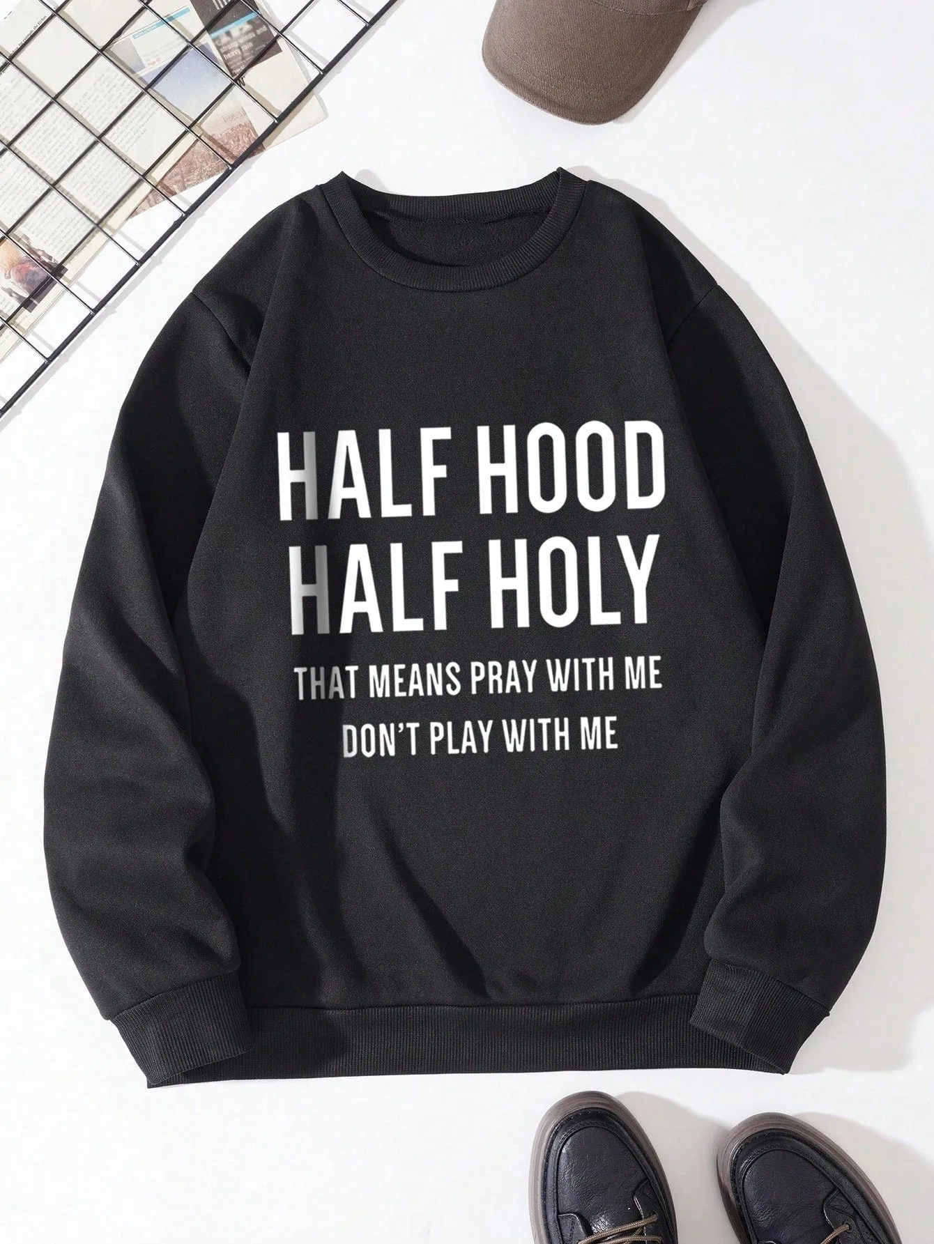 Men Slogan Graphic Thermal Lined Sweatshirt