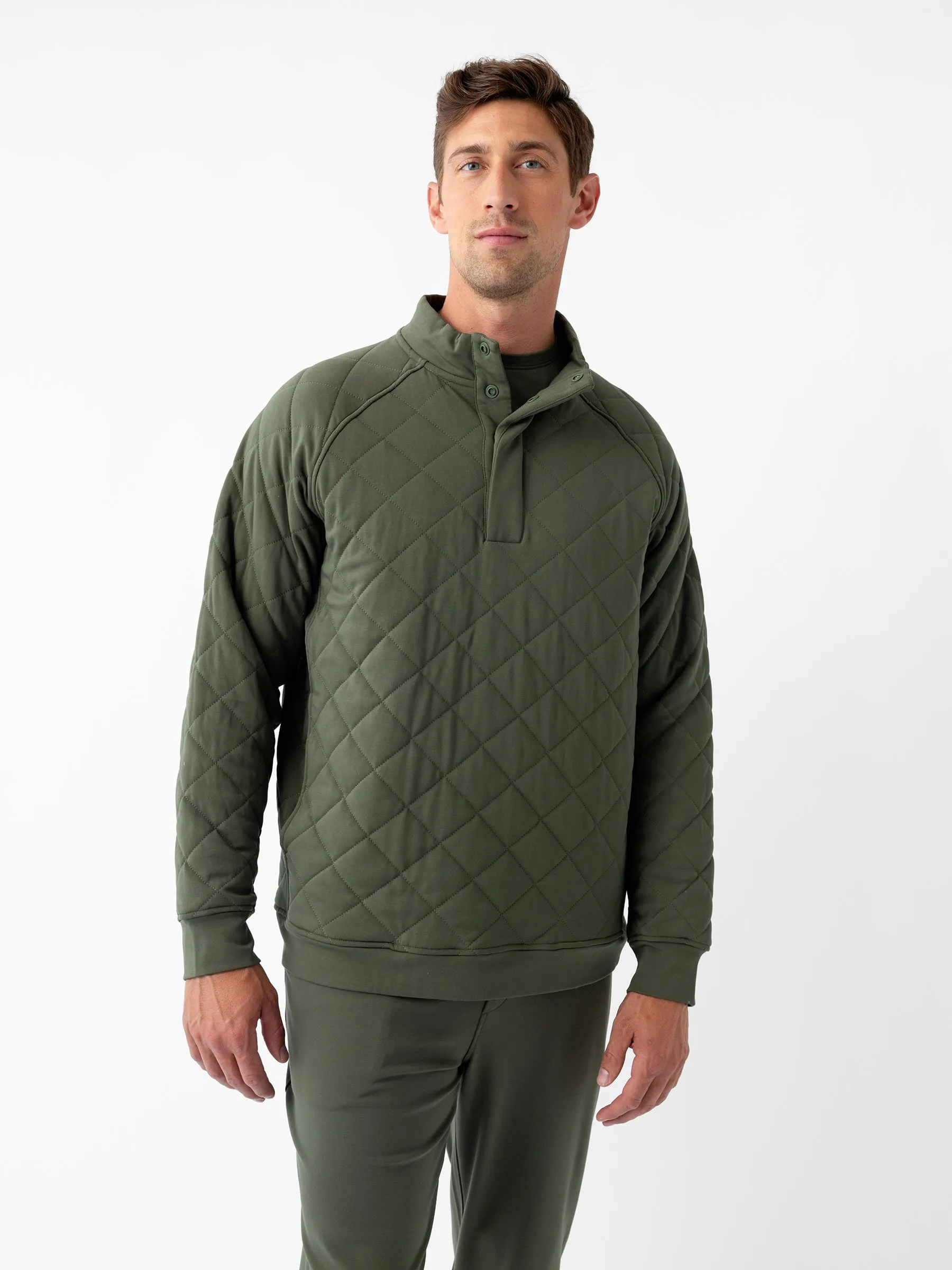 Men's Ultra-Soft Bamboo Quilted Snap Pullover