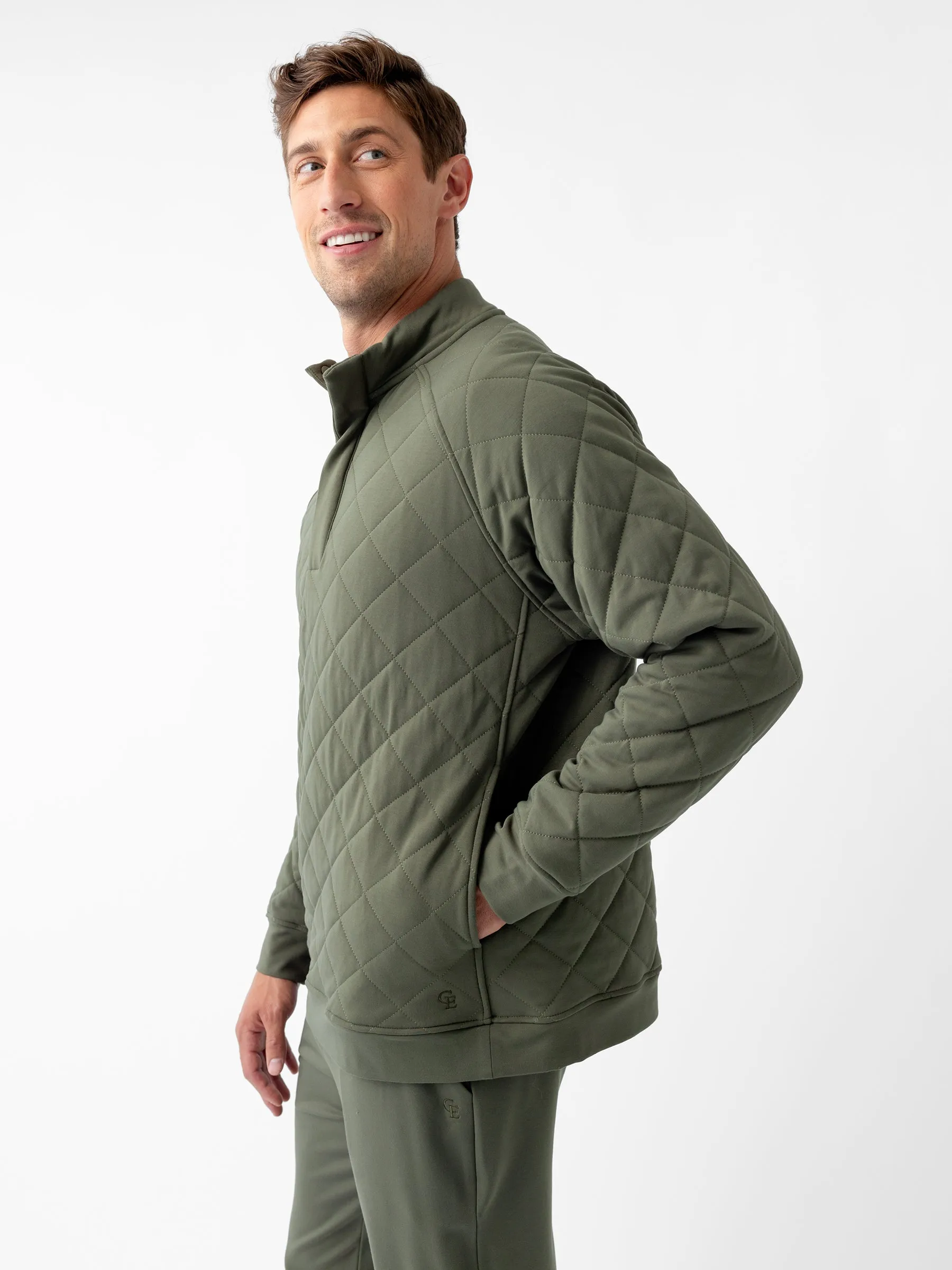 Men's Ultra-Soft Bamboo Quilted Snap Pullover