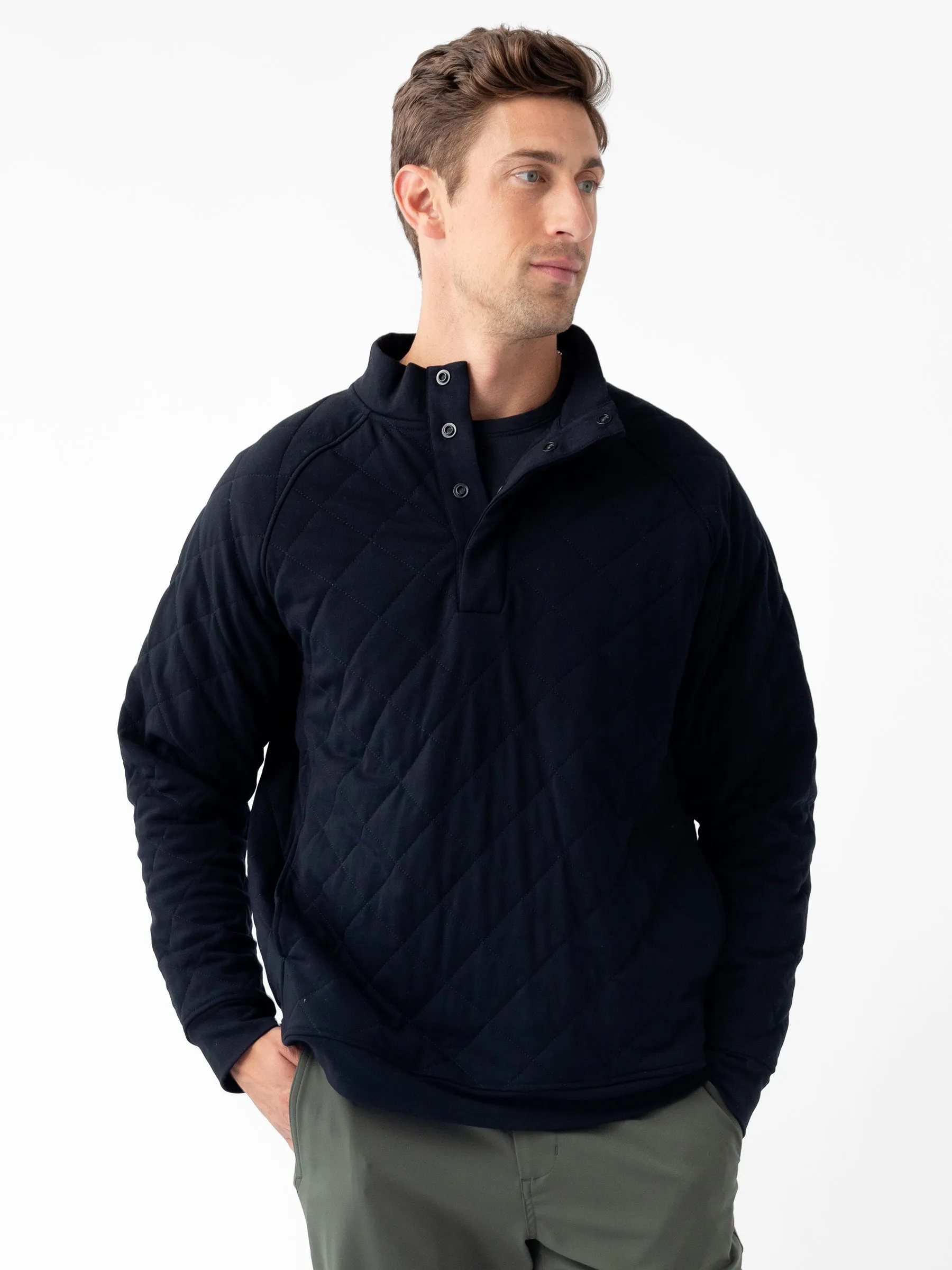 Men's Ultra-Soft Bamboo Quilted Snap Pullover