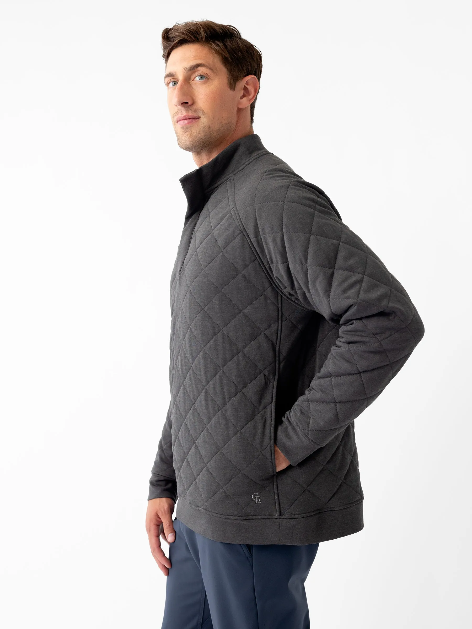 Men's Ultra-Soft Bamboo Quilted Snap Pullover