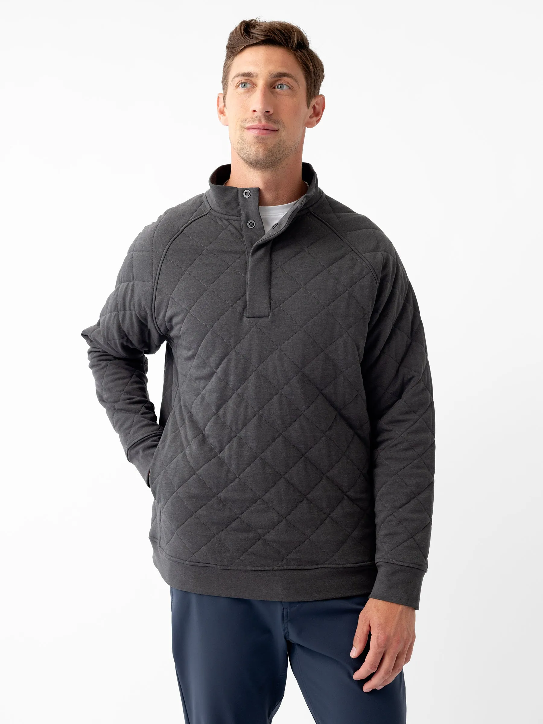 Men's Ultra-Soft Bamboo Quilted Snap Pullover