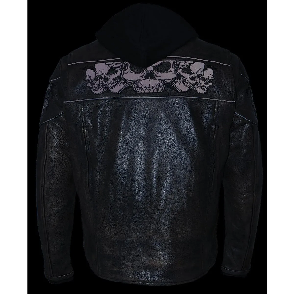 Milwaukee Leather MLM1561 Men's Distressed Brown Leather Jacket with Reflective Skulls