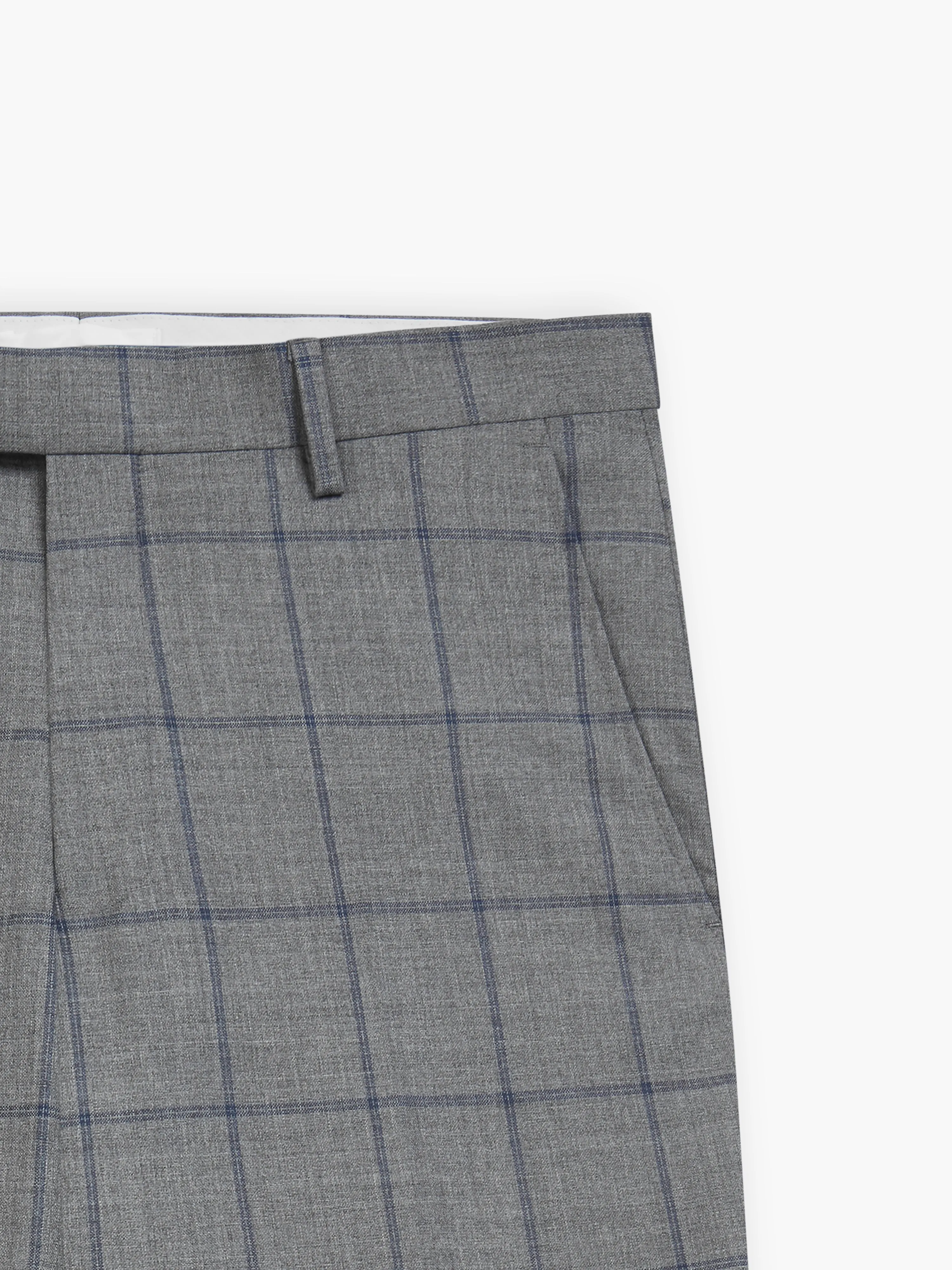 Niro Italian Luxury Slim Grey Windowpane Check Suit Trouser