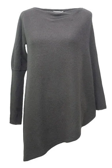 One sleeve cashmere poncho in Charcoal grey