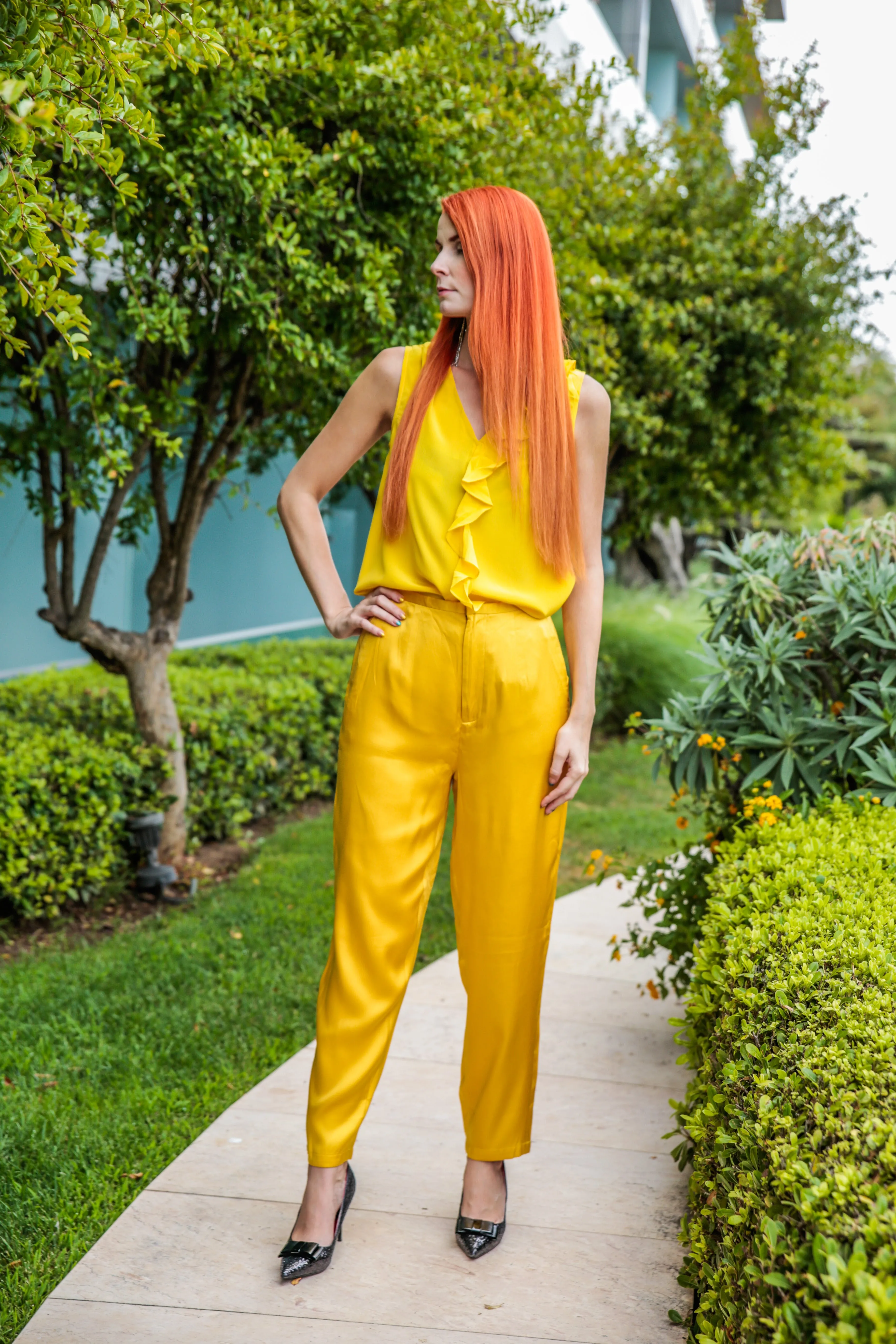 Silk Yellow  Elegant Pants