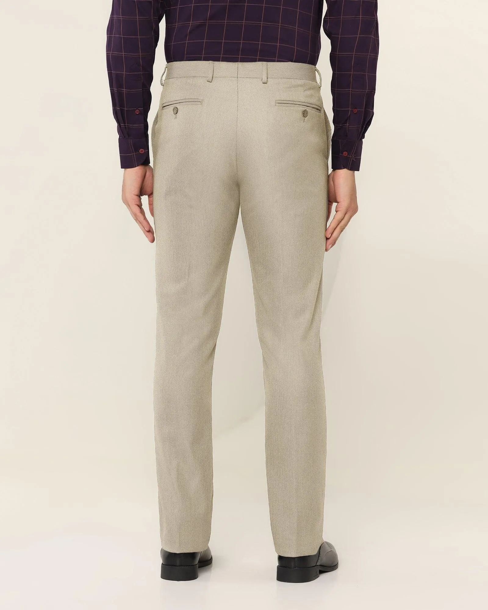 Slim Comfort B-95 Formal Beige Textured Trouser - Wall