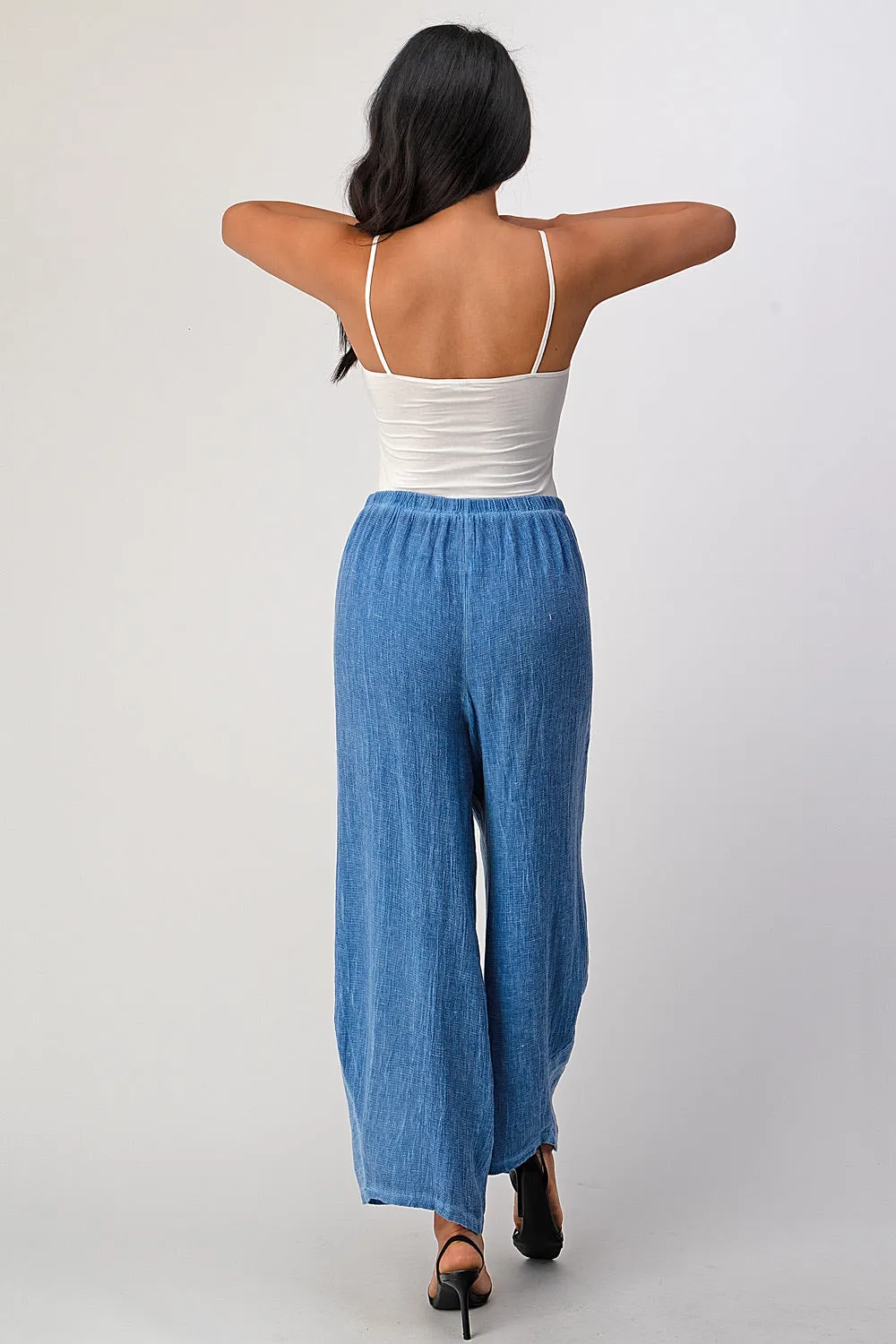 Straight Cotton Linen Pants With Pockets