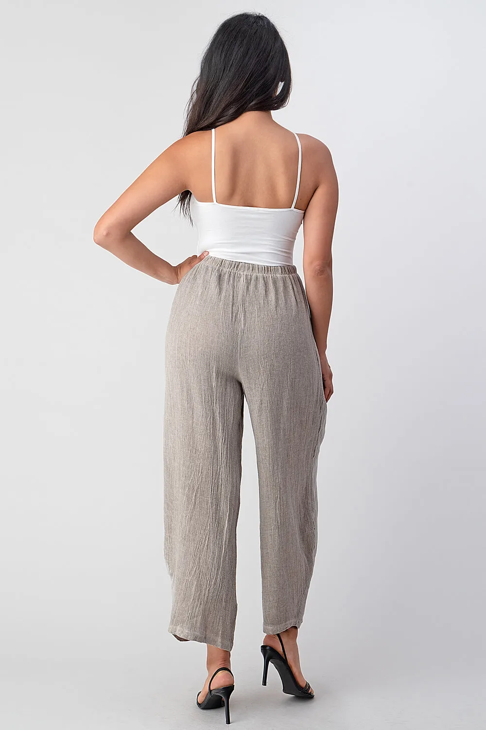 Straight Cotton Linen Pants With Pockets