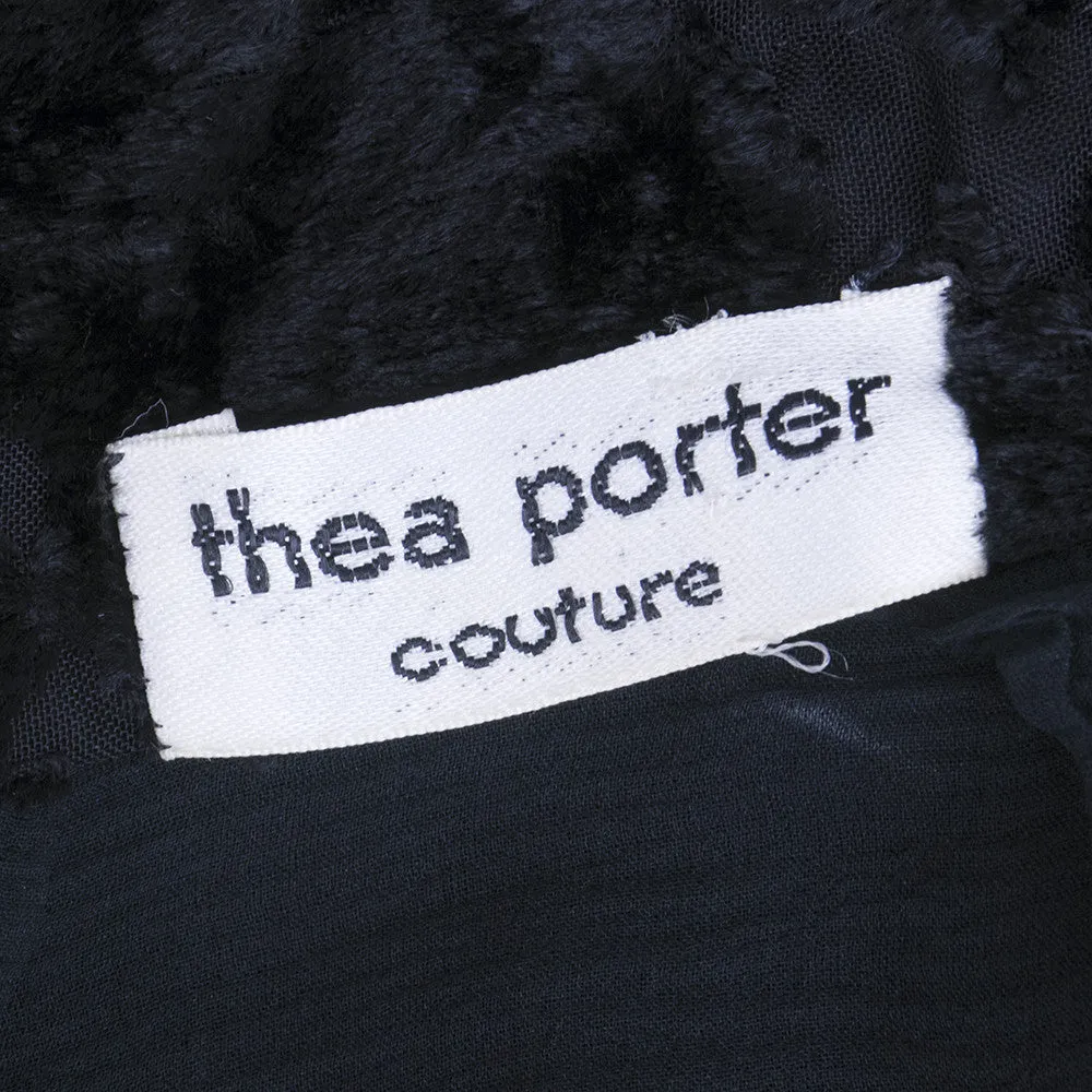 THEA PORTER 70s Black Sheer Cut Velvet  Pantsuit Ensemble