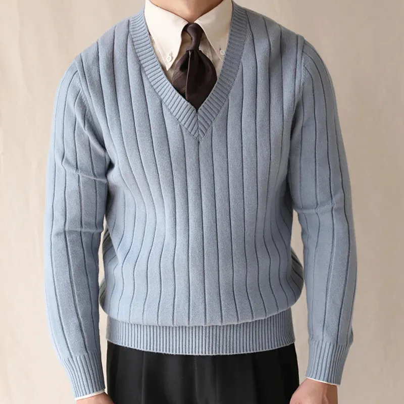 V-Neck Striped Knitwear Sweater