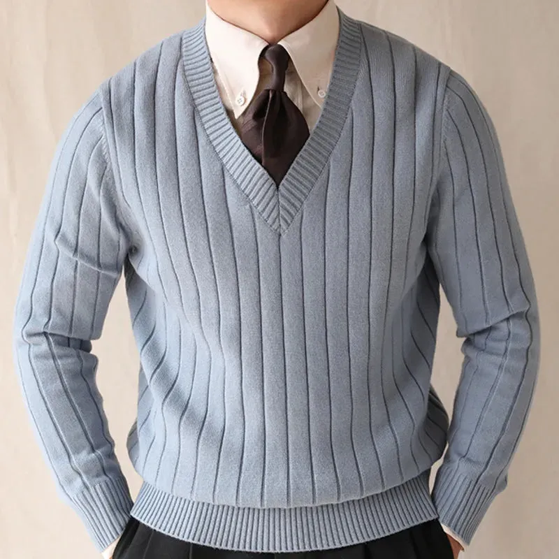 V-Neck Striped Knitwear Sweater