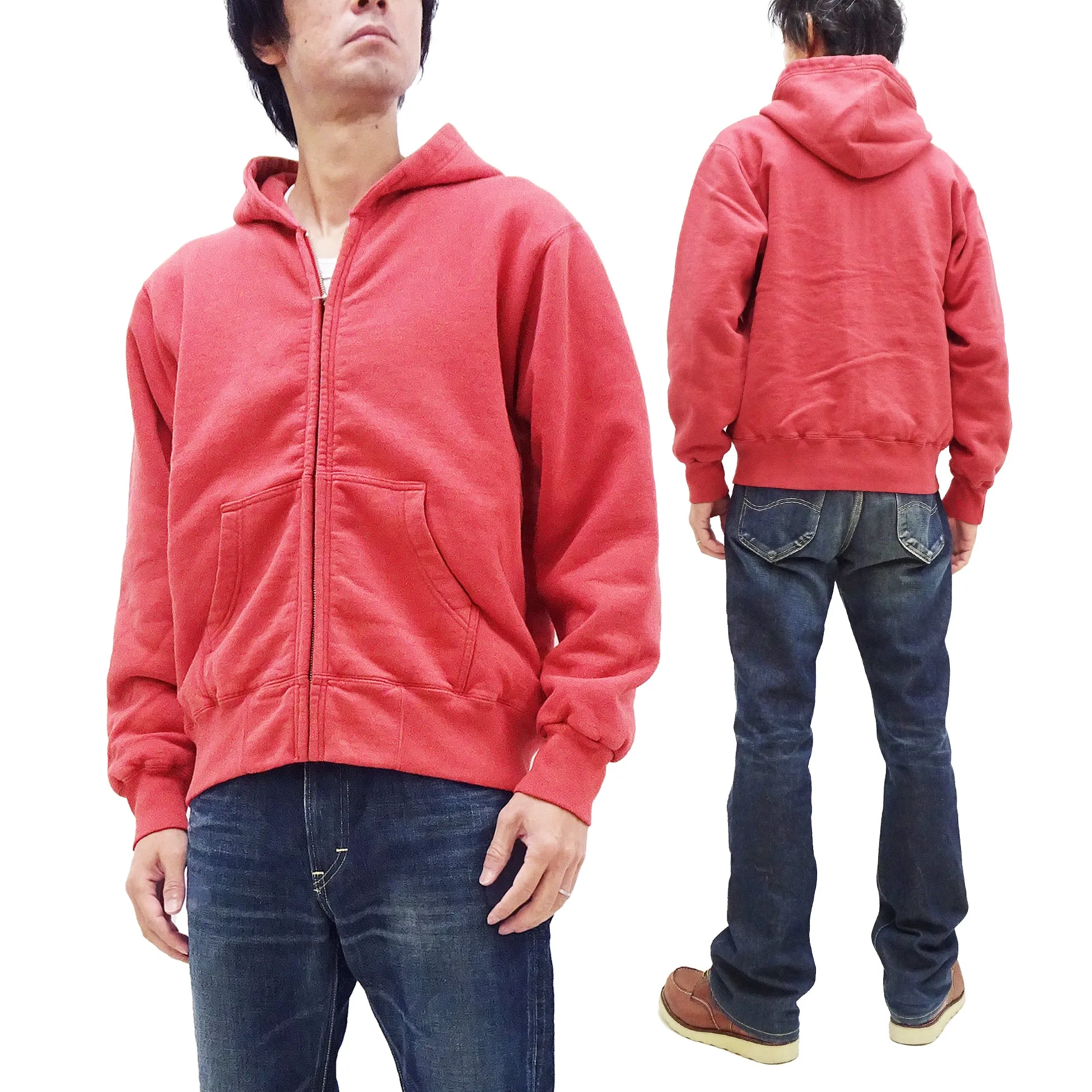 Whitesville Thermal Lined Hoodie Men's Heavy-Weight Plain Full Zip Hooded Sweatshirt WV69264 165 Red