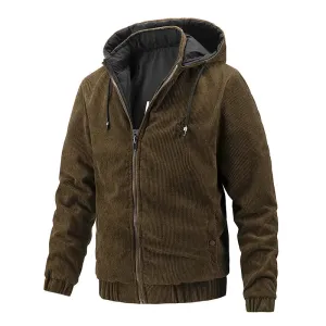 Wiaofellas  -  Men's Winter Hooded Jacket Corduroy Thick Outerwear Removable Cap Hoodies Coats for Men Autumn chaquetas hombre MY893