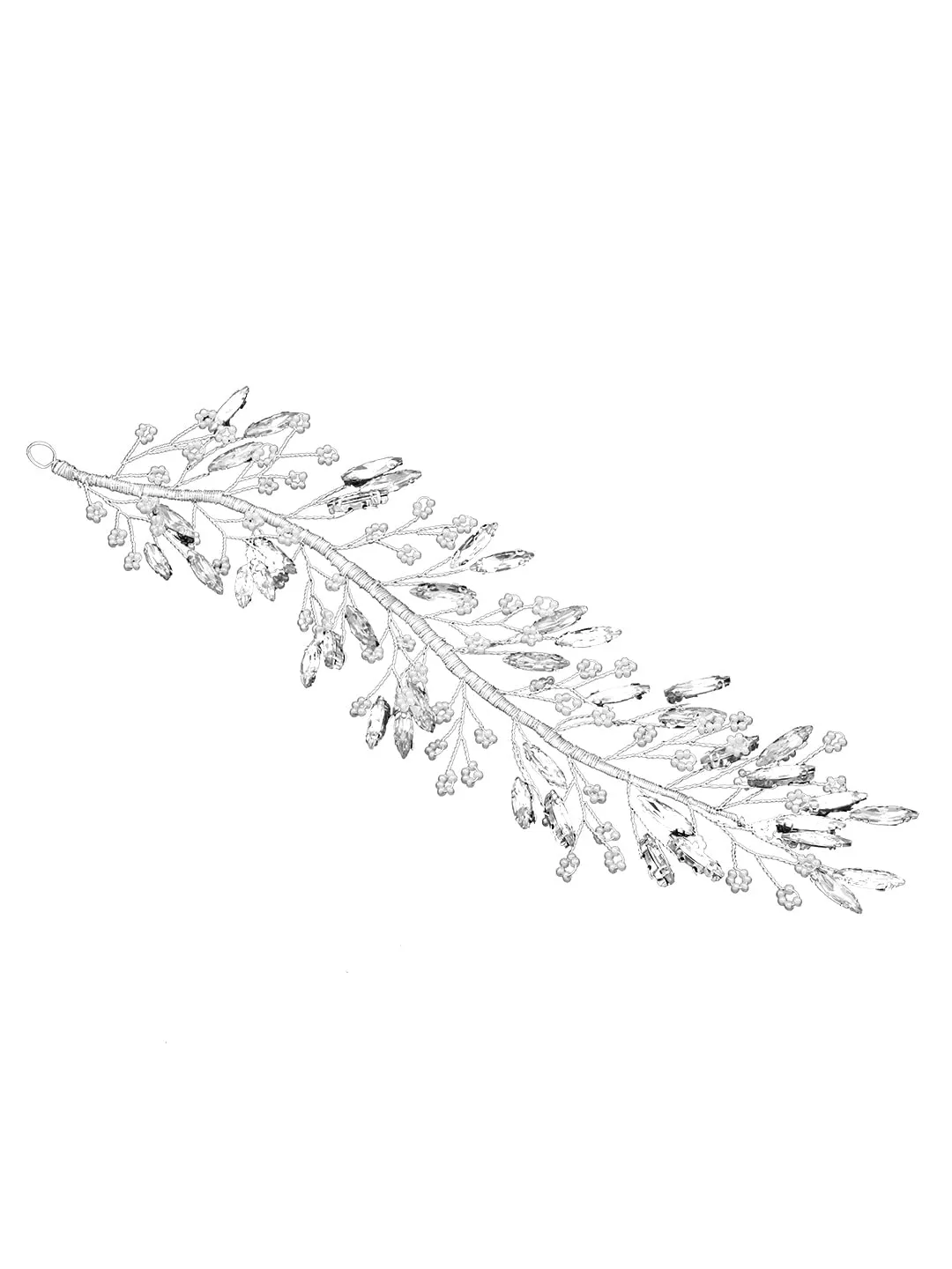 Yellow Chimes Bridal Hair Vine for Women and Girls Bridal Hair Accessories for Wedding Silver Headband Hair Accessories Wedding Jewellery for Women Crystal Bridal Wedding Hair Vine